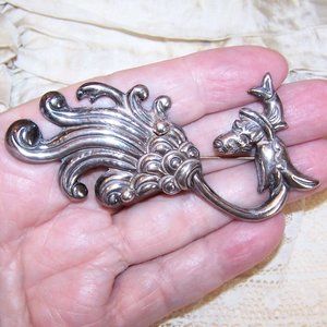A. Tobias Taxco Mexico Sterling Silver Pin Brooch - Water Bird Catching a Fish
